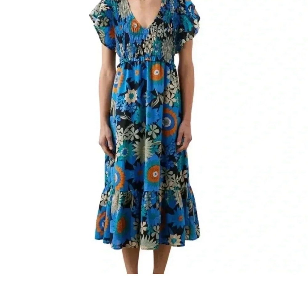 Rails Clementine Azul Wildflower Blue Smocked Tiered Sundress
